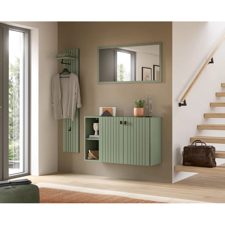 Garderobenkombination (B/H/T: 152x192x37 cm) in Smoke Green Nachbildung – Bild 5