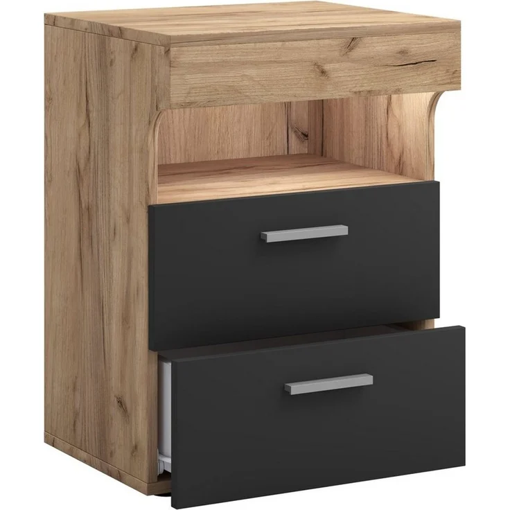 VCM Nachttisch Slepal 919083 Honig-Eiche / Anthrazit H. 61 x B. 45 x T. 39 cm – Bild 2