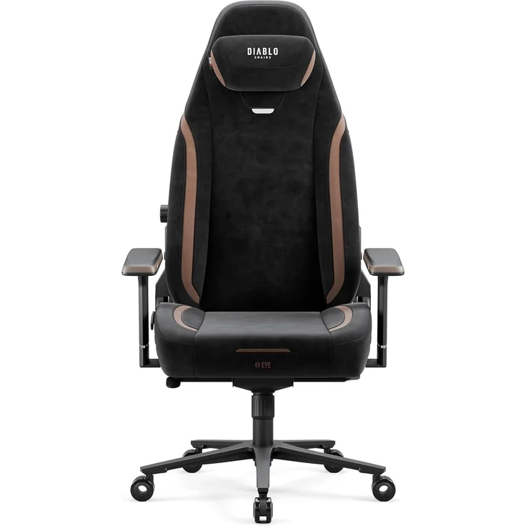 Diablo Ergonomischer Gaming Stuhl aus Stoff – Gaming Chair mit 4D Armlehnen, magnetischem Kopfkissen, Lendenwirbelstütze und atmungsaktiver Polsterung, 140 kg Ultra Black – Bild 2