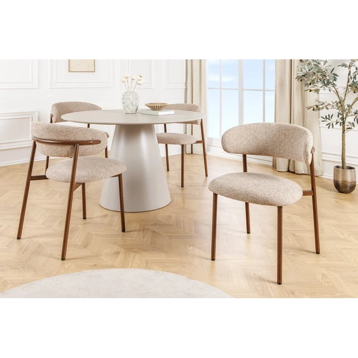 riess-ambiente Polsterstuhl BELFORT taupe beige - Strukturstoff, Metall, Walnuss-Design, zeitlos (Einzelartikel, 1 St), Moderner Esszimmerstuhl - ideal für Wohnzimmer, Küche oder Homeoffice – Bild 3