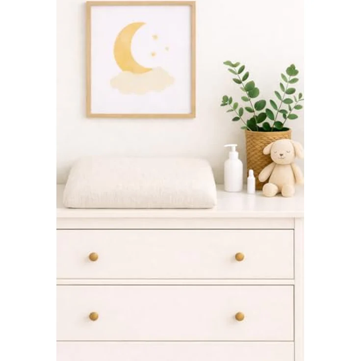 Wickelauflagenbezug 100% Baumwolle Musselin Bezug für Wickelauflage 85x75 und 75x75 cm – weicher Wickeauflagenüberzug, atmungsaktiv & waschbar CREME – Bild 3