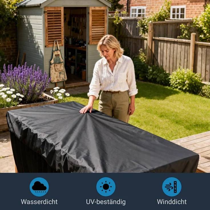 Awnic Abdeckplane Gartenmöbel Schutzhülle Winterfest Wasserdicht Rechteck 420D Oxford-Gewebe 170X115X71cm – Bild 3