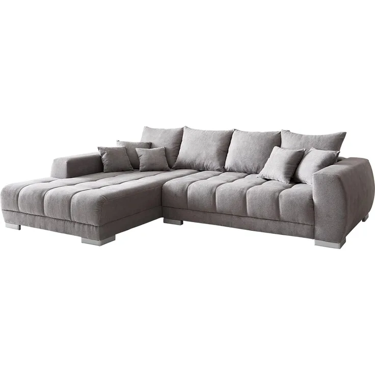 Ecksofa Josea 300x220 cm Mikrofaser Steingrau Recamiere links