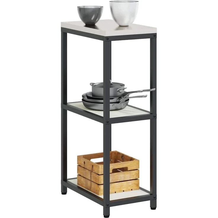 vidaXL Küchenaufbewahrung mit Regal Weiß 60 x 50 x 92 cm Stahl 874976 – Bild 2
