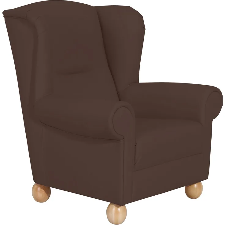 Ohrenbackensessel Kasha Bezug Kunstleder Buche natur / braun 22285