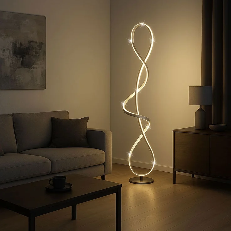 LED Stehleuchte, silber, Kristalle, H 132,5 cm – Bild 3