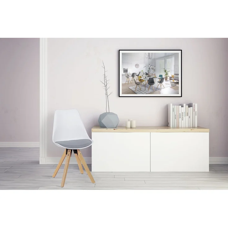 Esszimmerstuhl Set LIMA 2er Skandinavisch Polsterstuhl Stoff Weiß Grau – Bild 16