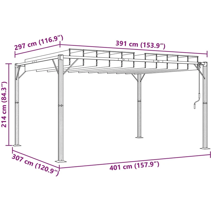 vidaXL Gazebo mit Lamellen-Dach Grün 3 x 4 x 2,14 m 42030525 – Bild 9