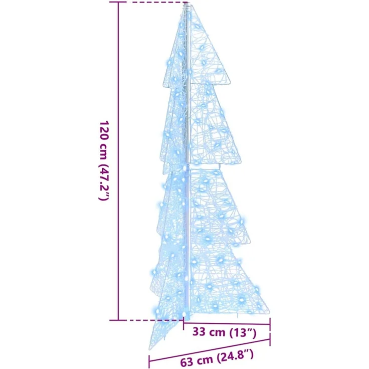 vidaXL Weihnachtsbaum Kaltweiß 120 cm Acryl 100 LEDs 42019203 – Bild 10