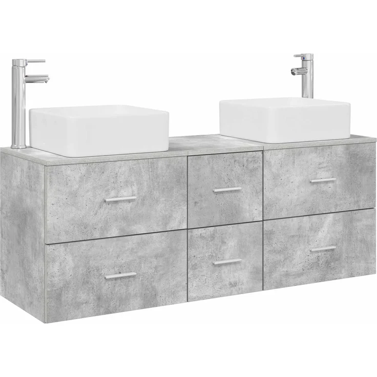 vidaXL Badezimmerschrank-Set 3 stk. Betongrau 129 x 41 x 80 cm 3405830 – Bild 2