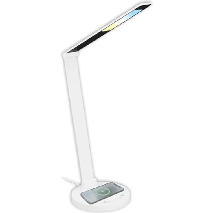 Briloner Cuma LED Schreibtischlampe, Induktive Ladefläche, Dimmbar, Touch, Speicherfunktion, Weiß, Ø18 x 44 cm – Bild 1