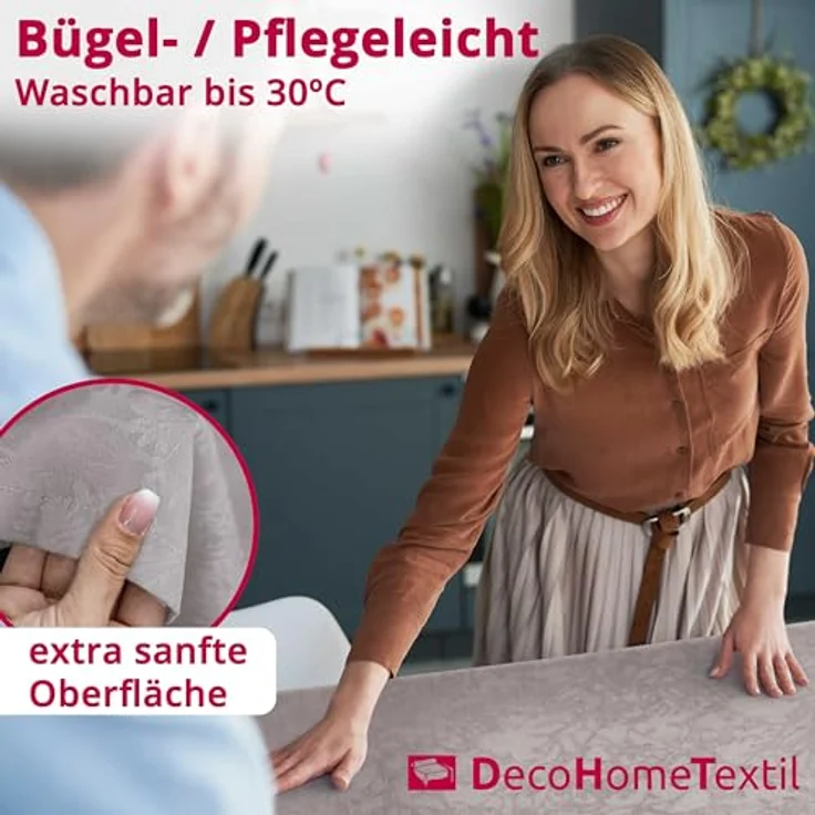 DecoHomeTextil Heimtextilmanufaktur Tischdecke Harmony hochwertig pflegeleicht mit Saumrand – Bild 8