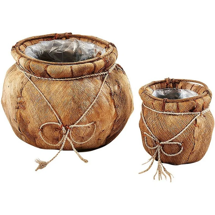 Kobolo Blumentopf Übertopf Pflanzschale - Kokos - Braun - 2er Set – Bild 1