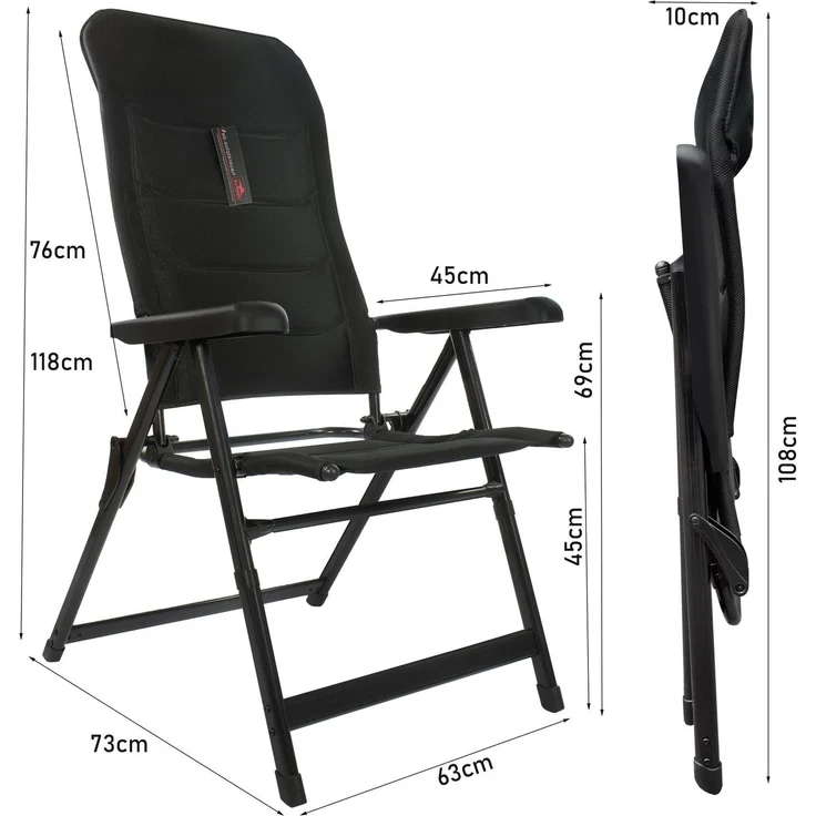 osoltus Alu Camping Klappsessel Hochlehner 3D Soft Touch Black Magic – Bild 2