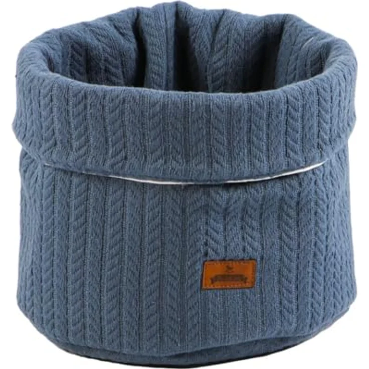 Aufbewahrungskorb Leevke Jeansblau Baumwolle Zopfstrickmuster 22x22cm – Bild 2