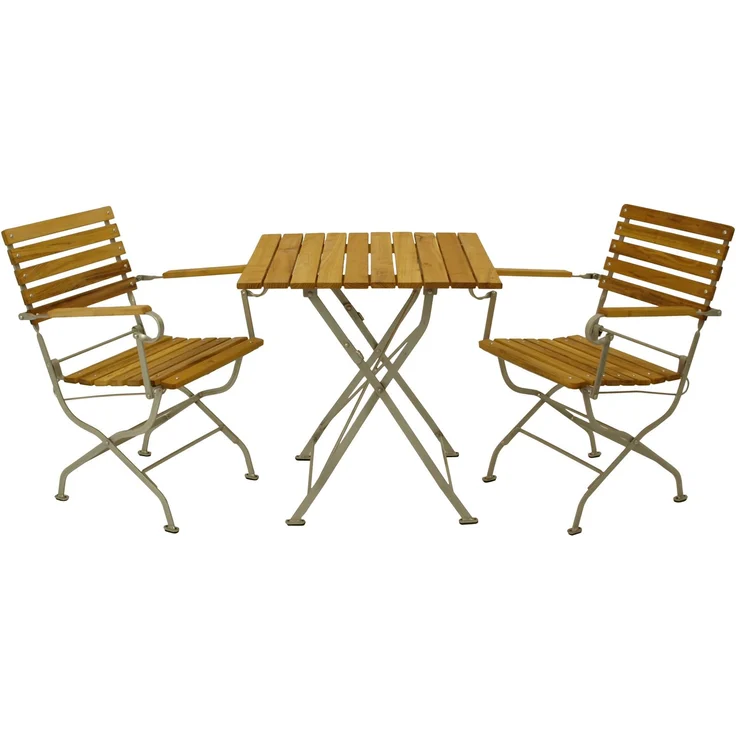 DEGAMO PASSAU II Garnitur 3-teilig, Metall + Robinie, verzinkt/natur, Tisch 70x70cm – Bild 1