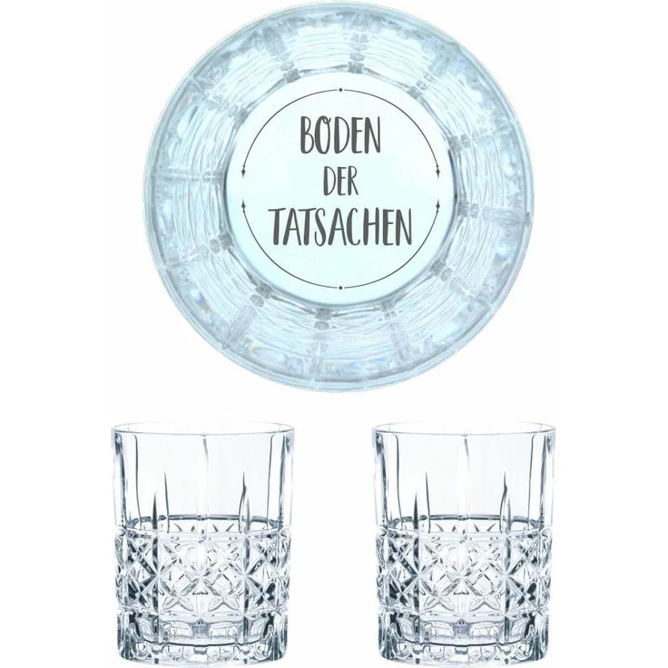 Nachtmann Whiskyglas Gravur Boden der Tatsachen, Whiskeygläser Set, Gravur, Geschenk, Kristallglas, 345 ml, 2er Set