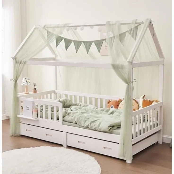 Alavya Home® Betthimmel DEKO für Kinderbett (KOMPLETT SET), Himmelbett Kinderbett Mädchenbett Dekoset 4 teilig für Kinderzimmer