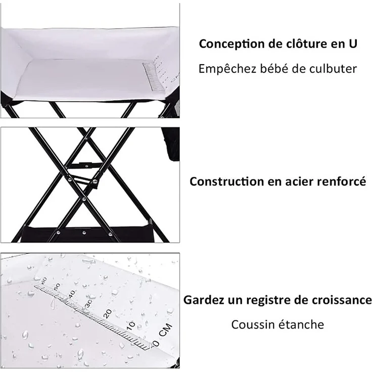 Wickeltisch und Badewanne 2-in-1 für Babys - Von Geburt bis 12 Monate (bis zu 25 kg) - Faltbar und Tragbar (Grau) – Bild 8