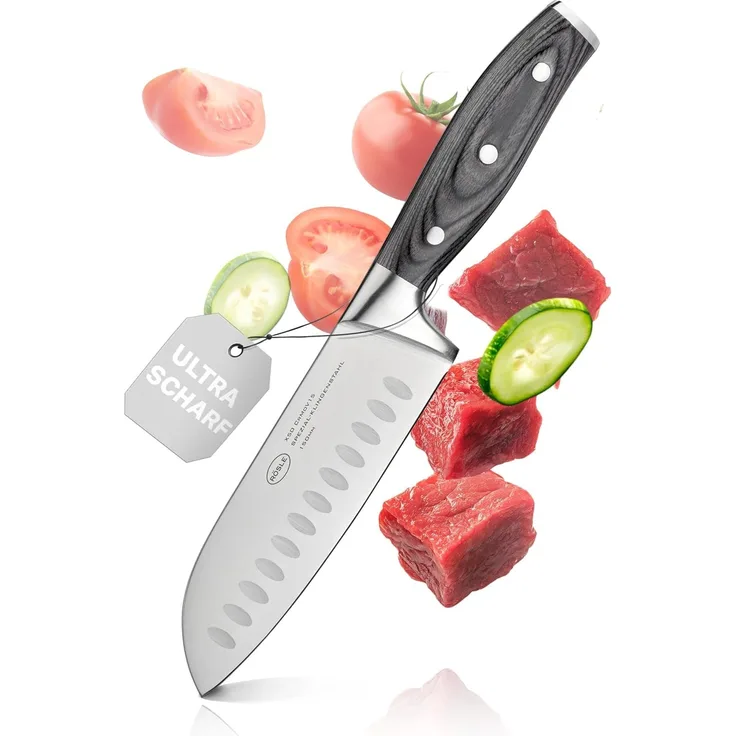 RÖSLE Santokumesser WOLFGREY, klein, 15 cm, Griff Pakka