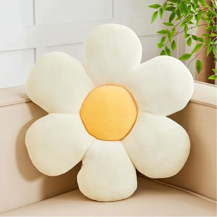 FOUORTUNATE-BEE Dekokissen Süßes Blütenkissen in Gänseblümchenform, weiches Deko-Bodenkissen, Plüsch-Blumenkissen für Sofa, Bett, Stuhl & Raumdekoration