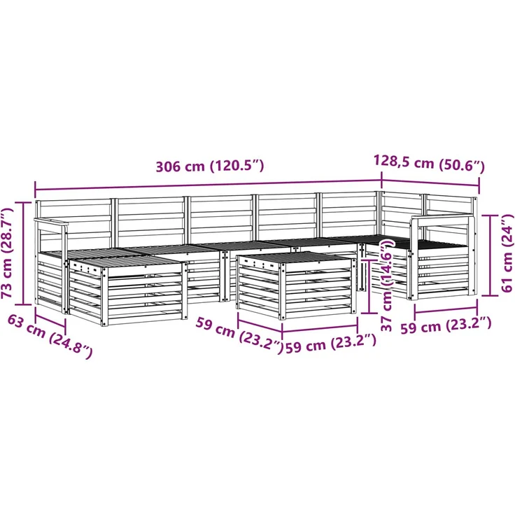 vidaXL Outdoor-Sofagarnitur 8 stk. 8-Sitzer Weiß Massivholz Akazie 3392219 – Bild 10