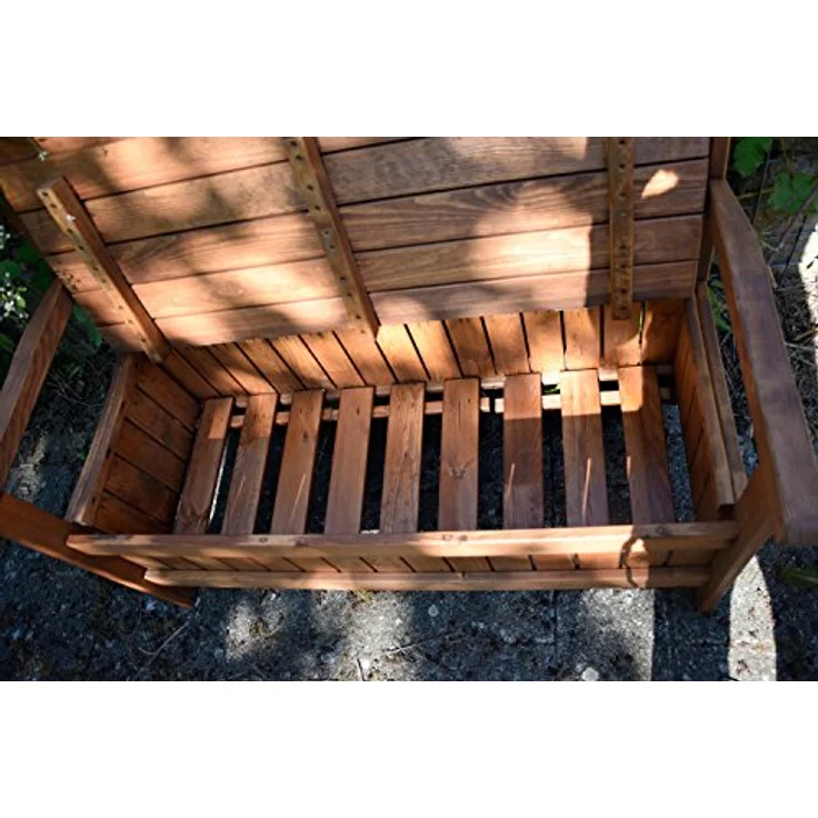 Dobar Gartenbank 2-Sitzer aus geöltem Kiefernholz in Braun mit Stauraum, 89 x 115 x 58 cm, FSC®-zertifiziert – Bild 9