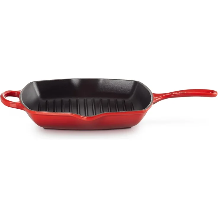 Le Creuset Signature Gusseisen-Grillpfanne Quadratisch 26 cm Kirschrot – Bild 2