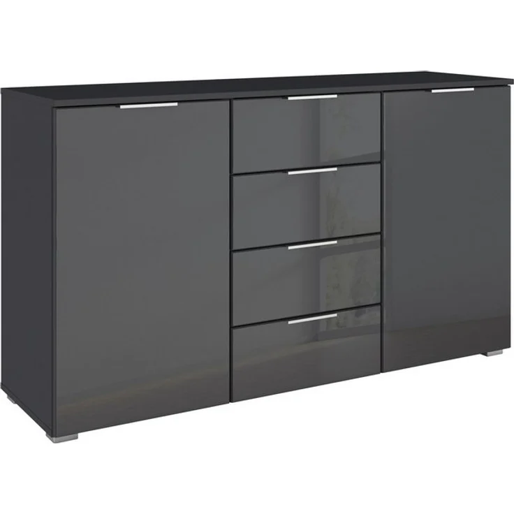 OTTO home Kombikommode Sideboard Kombikommode Schubladenkommode AGORDO mit Glasfront (in zwei Griff-Farben, Breite 120 cm), vier große Schubladen, mit insgesamt 4 Einlegeböden MADE IN GERMANY – Bild 4