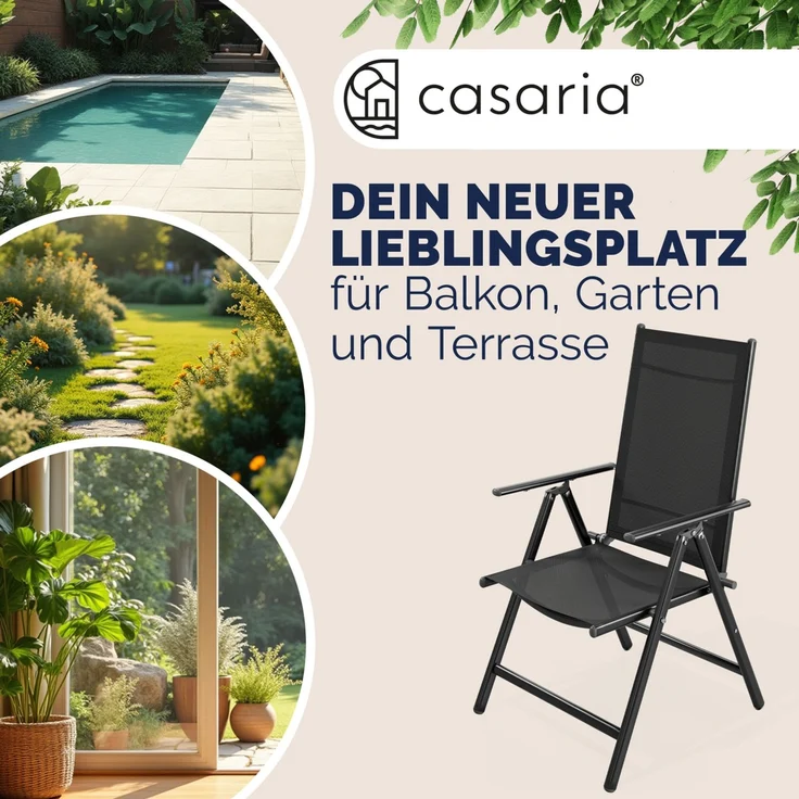 CASARIA® Aluminium Gartenstuhl Bern Klappbar Anthrazit 6er Set – Bild 10