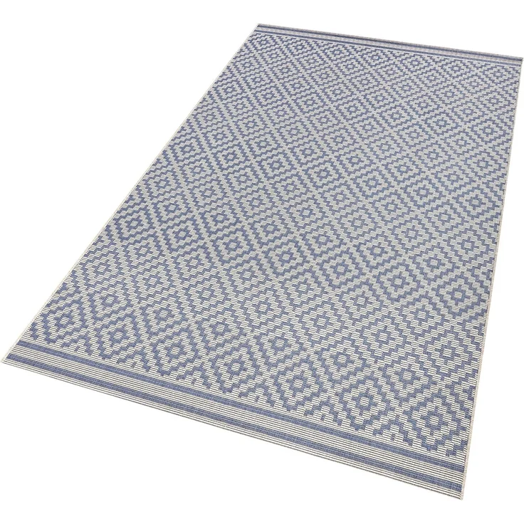In- & Outdoor Teppich Raute blau/creme - 160x230x0,8cm – Bild 8