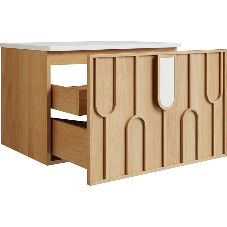 Vente-unique - MERKAN Waschbeckenmöbel Holz, Platte Beige - B 50 cm x H 49 cm x L 75 cm – Bild 5