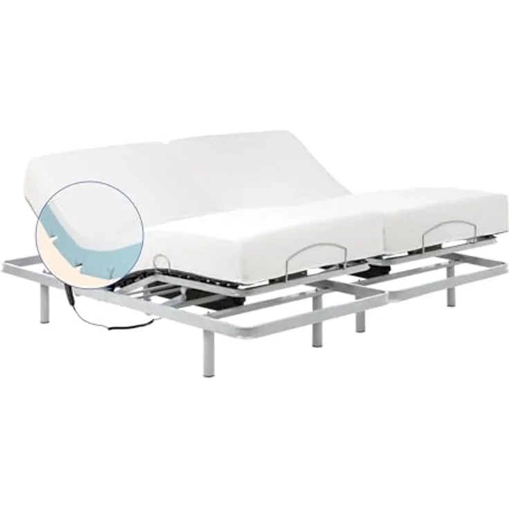 Geriafy - Elektrisches Doppelbett 160x200 cm mit Zwei unabhängig verstellbaren Lattenrosten | Memory-Foam-Matratzen mit Tencel-Bezug | Komfortbett