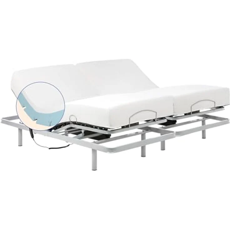 Geriafy - Elektrisches Doppelbett 160x200 cm mit Zwei unabhängig verstellbaren Lattenrosten | Memory-Foam-Matratzen mit Tencel-Bezug | Komfortbett – Bild 1