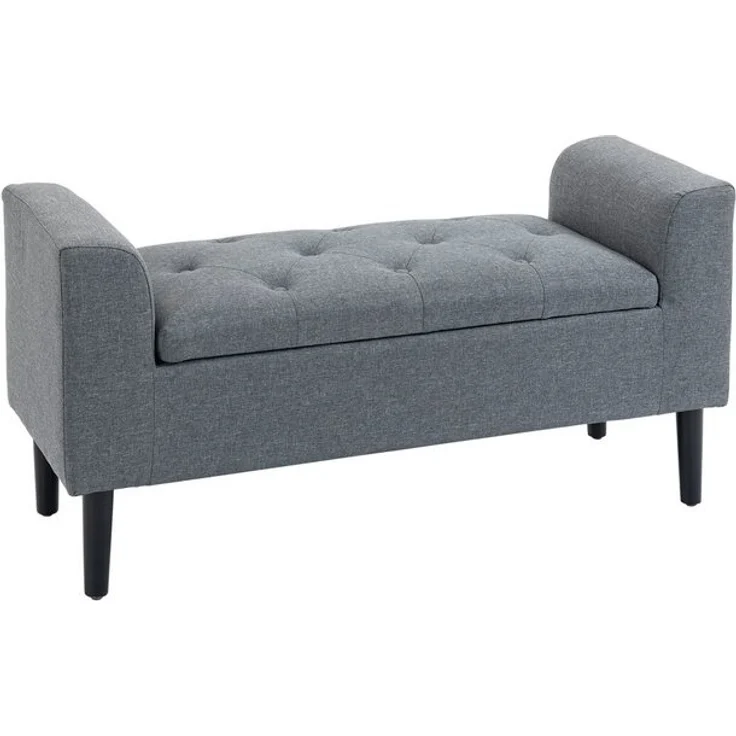 HOMCOM Sitzbank mit Leinenoptik, belastbar bis 130 kg (Polsterbank, 1-St, Sitzhocker), für Wohnzimmer Schlafzimmer Flur, 116 x 44 x 58 cm Hellgrau – Bild 4