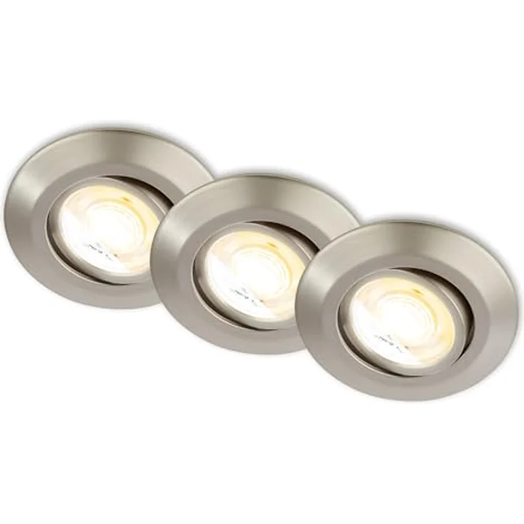 BRILONER LED Einbaustrahler 3er Set, schwenkbar, Farbtemperaturwechsel, 50% recyceltes Gehäuse, matt-nickel, 230V, flach, 68mm Einbauhöhe – Bild 1