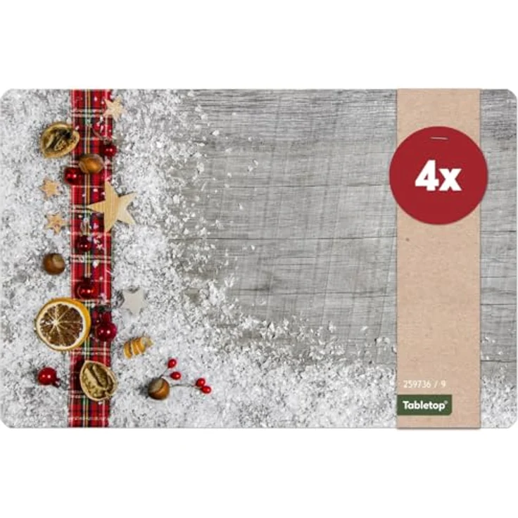 matches21 HOME & HOBBY Platzset Abwaschbare Tischsets 4er Set Weihnachten Deko & Holz, (4-St), Platzsets als Tisch-Untersetzer und Tisch-Deko für Esstisch Teller – Bild 2