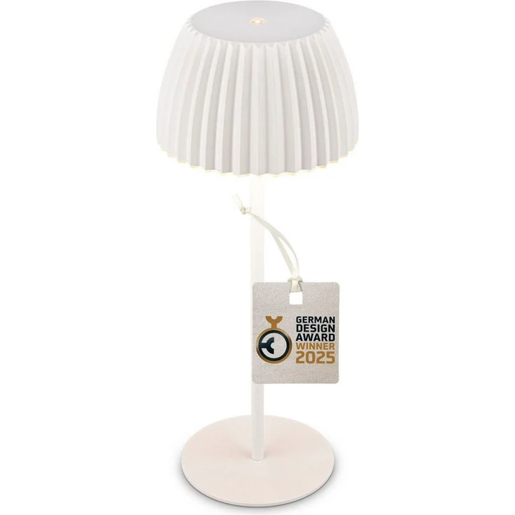BRILONER - Riffle LED Tischlampe kabellos IP44 mit Lichtkante, 14,5x36,5 cm, Touchdimmer, Akku tauschbar, Nachttischlampe, Leselampe, LED Lampe, Akku Lampe, German Design Award Winner 2025, Weiß – Bild 3