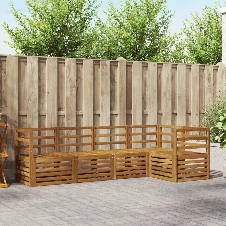 vidaXL Outdoor-Sofagarnitur 5 stk. 5-Sitzer Natur Massivholz Akazie 3374789 – Bild 1