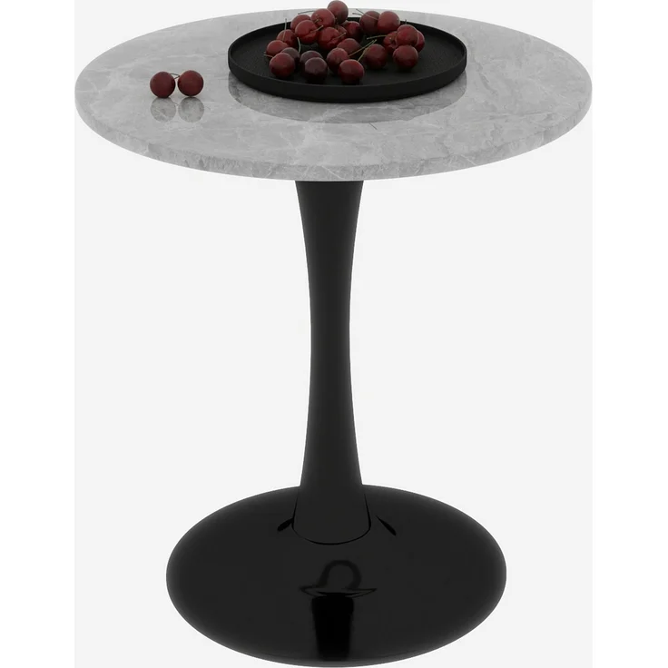 Couchtisch 70cm×70cm×72cm aus Kunstmarmor, rund, modern-minimalistisch, Schwarz/Grau – Bild 9
