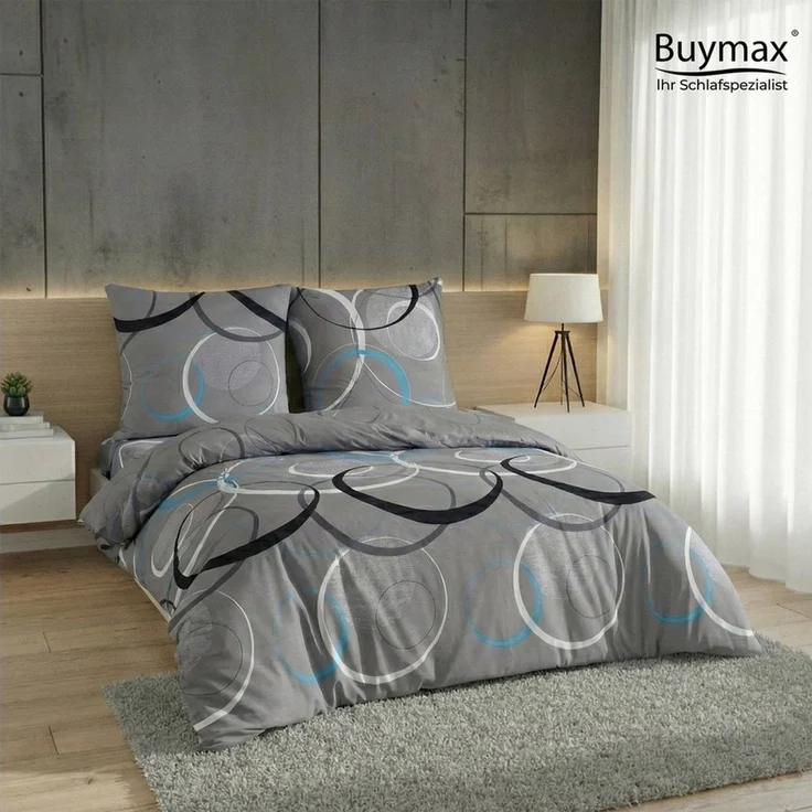 Buymax Bettwäsche Wave, Bettgarnitur, Bettbezug Set, Biber, 3 teilig, 100% Baumwolle – Bild 2