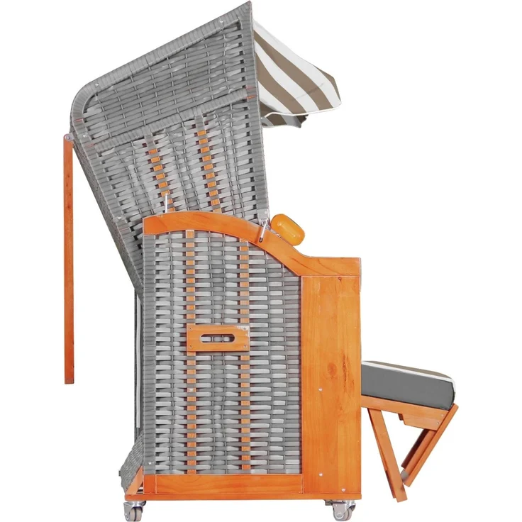 Strandkorb Hanse Ostsee Klassik XXL 2,5 Sitzer - Creme Weiß Blockstreifen, 160 x 166 x 78 cm – Bild 4