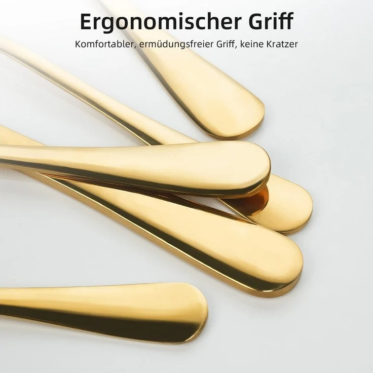 Simloveve Besteck-Set 48 teilig Besteck Set für 12 Personen, Besteckset mit Gehämmert Griff, Edelstahl, Essbesteck Set inkl Messer, Gabel, Löffel, Spülmaschinenfest, Rostfrei – Bild 2