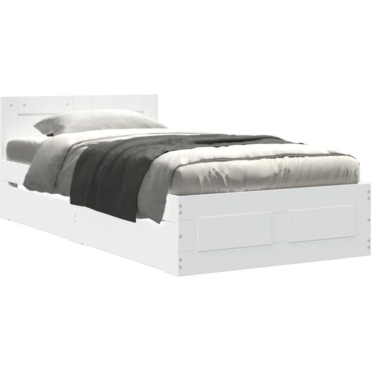 vidaXL Bettgestell mit Kopfteil ohne Matratze Weiß 100x200 cm 3295576 – Bild 1