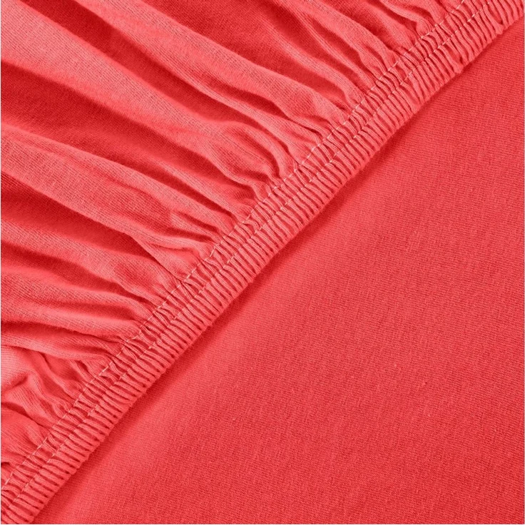 leevitex® Spannbettlaken, Premium 170g/m², Gummizug: rundum, schwer und dick, 100% Jersey-Baumwolle, Rot / Signalrot, 140 x 200 - 160 x 220 cm – Bild 2