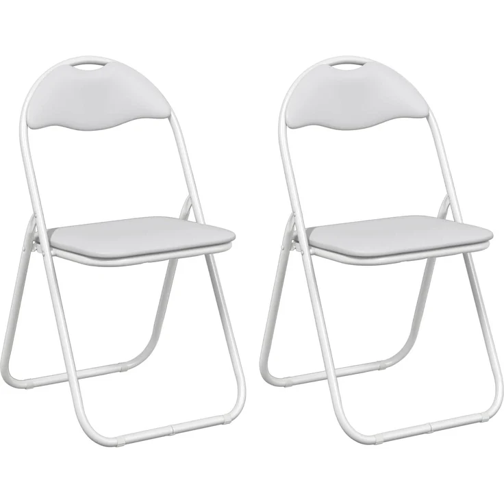 vidaXL Klappstuhl 2 pcs Weiß und Grau 48 x 43,5 x 81 cm Kunstleder 42029045 – Bild 2