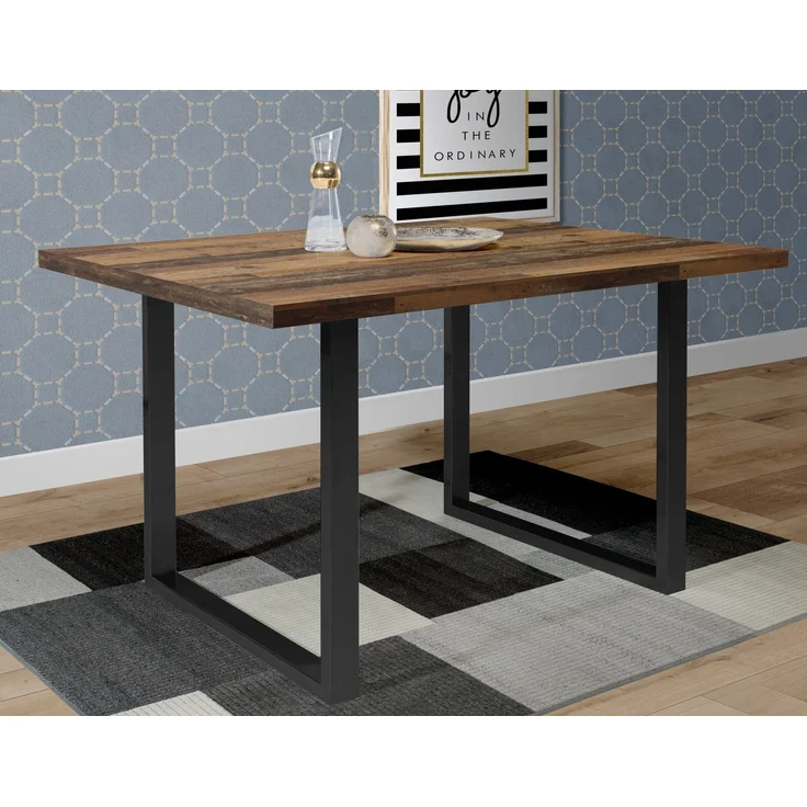Esstisch >TABLES< in Old – Wood Vintage, U-Metallfüße schwarz - 140x74,7x90cm (BxHxT) – Bild 2