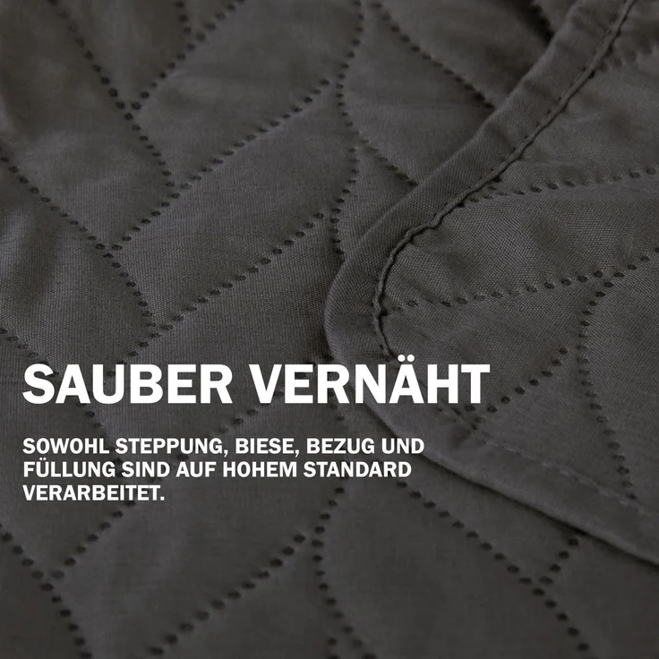 Tagesdecke XL (140x210 cm) mit wattierter Zwischenlage (Schwarz) Bettüberwurf - ÖKO-Tex 100, Sommerdecke gesteppt - Steppdecke, Wendedecke – Bild 5