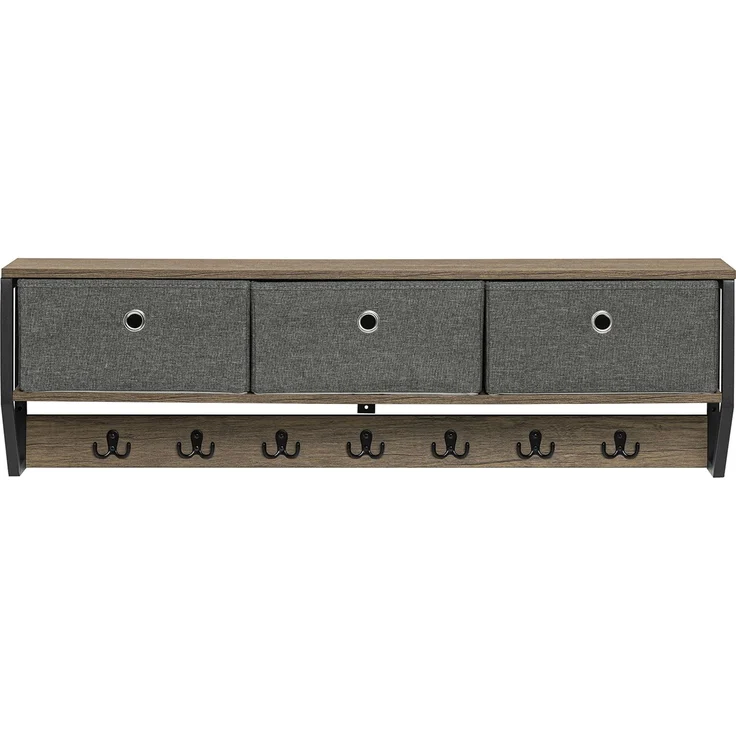 SoBuy FHK26-N Wandgarderobe, MDF, PVC-Furnier, Dunkelgrau, 100 x 30 x 31 cm – Bild 10