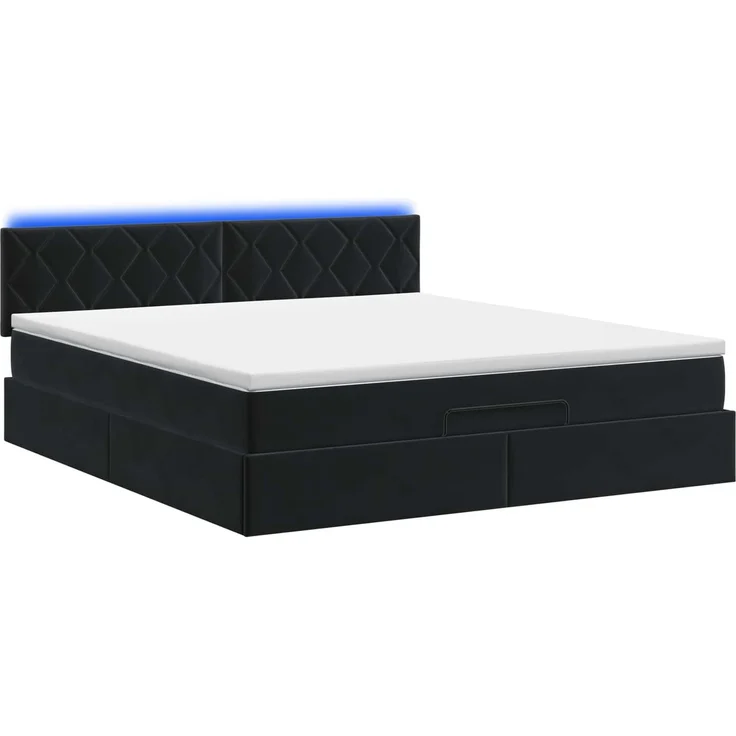 vidaXL Ottoman-Bett mit Matratze und LED Schwarz 140 x 190 cm Samt 3457211 – Bild 9